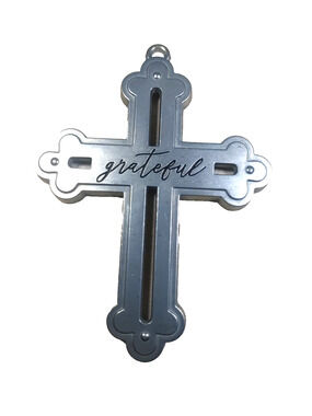 Harvey Lewis Silver Tone Metal cross Pendant Wall Hanger Large